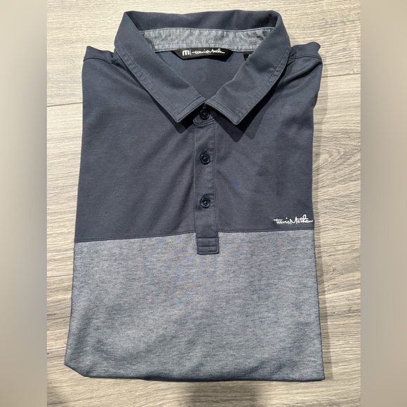 Men's Travis Matthew Two-Tone Polo Shirt - Dark Gray and Light Gray - Picture 2 of 3